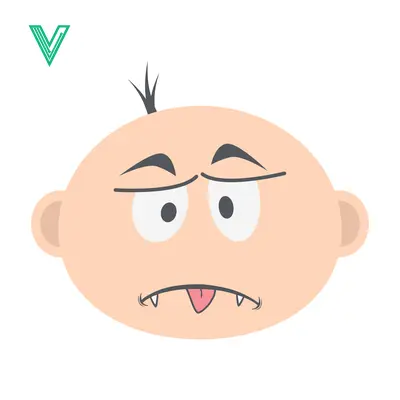 Funny Cartoon Baby Face with a Grumpy Expression and Tongue Sticking Out