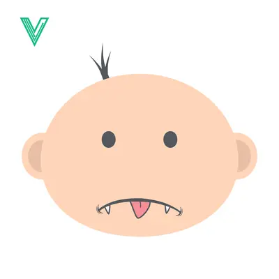 Funny Baby Face with Spiky Hair and Fangs