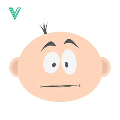 Cartoon Baby Face with Wide Eyes and a Small Mouth