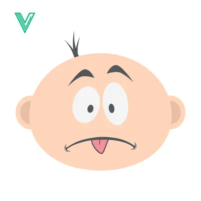 Cartoon Baby Face with Tongue Sticking Out