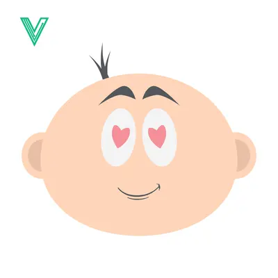Cute Baby Face with Heart Eyes Emoji Illustration