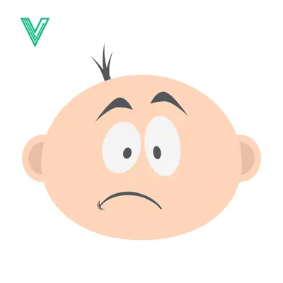 Cartoon baby face with worried expression and big eyes