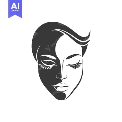 Aset premium populer: Abstract Black and White Illustration of a Woman's Face with Eyes Clos