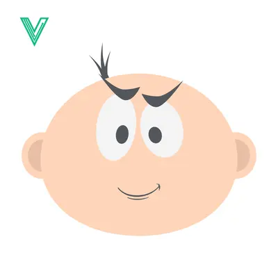 Cartoon Baby Face with Mischievous Expression and Single Hair Tuft