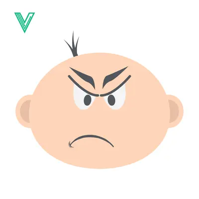 Illustration of an angry baby face with furrowed brows and a frown