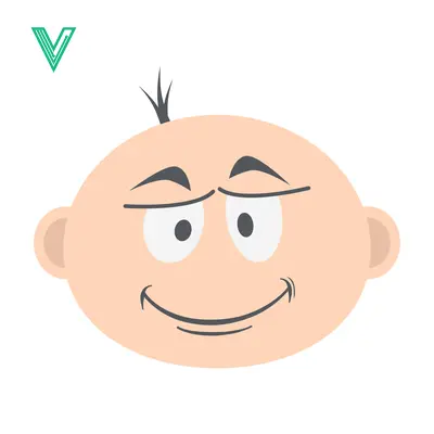 Cartoon Baby Face with Mischievous Smile and Raised Eyebrows