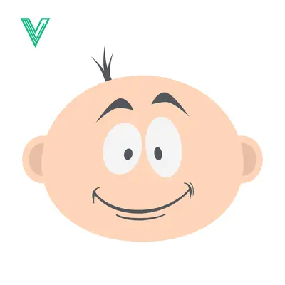 Cartoon Baby Face with Big Eyes and Smiling Mouth