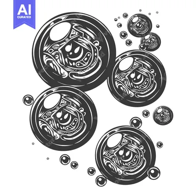 Popular premium asset: Abstract Black and White Illustration of Intricate Patterned Bubbles