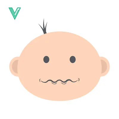 Simple Cartoon Baby Face Icon with Wavy Mouth