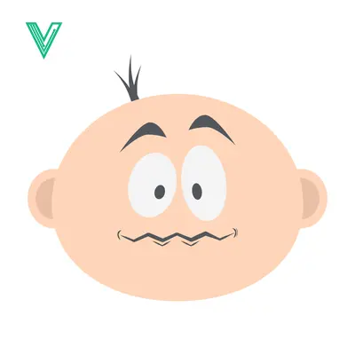 Cartoon baby face with worried expression and big eyes