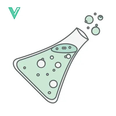 Cartoon Flask with Bubbling Green Liquid and Droplets