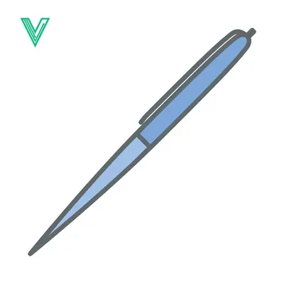 Aset desain premium: A simple clean illustration of a blue ballpoint pen