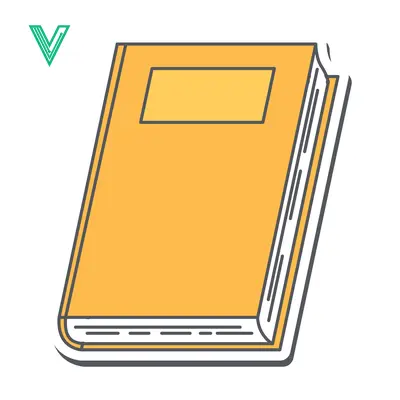 A simple illustration of an open book with a yellow cover and a blank label on the front
