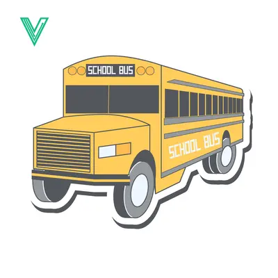 Illustration of a classic yellow school bus with SCHOOL BUS text