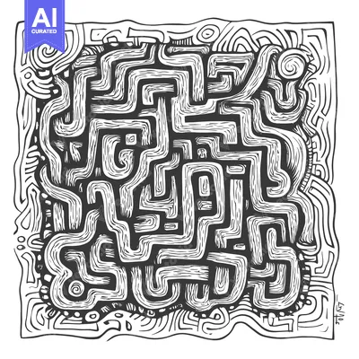 Aset premium populer: Abstract Black and White Labyrinth with Intricate Detail