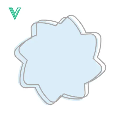 Aset desain premium: Abstract light blue starburst shape with outline