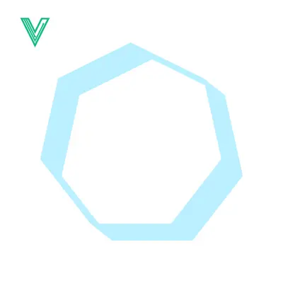 Abstract Geometric Shape with Light Blue Outline on White Background