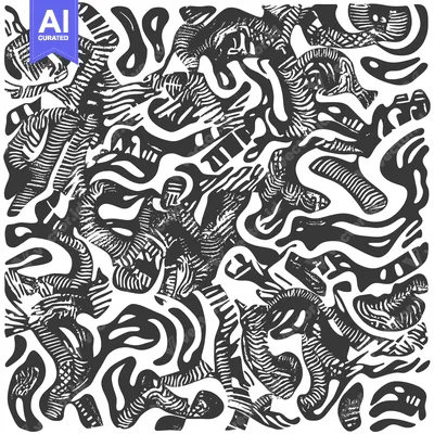 Premium design asset: Abstract Black and White Pattern of Intertwined Shapes