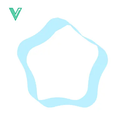 Abstract Light Blue Wavy Pentagon Shape