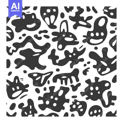 Premium design asset: Abstract Black and White Pattern of Irregular Shapes