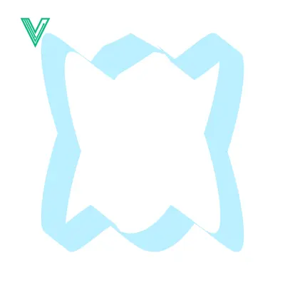Abstract Blue and White Geometric Shape with Wavy Edges