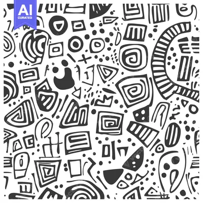 Aset premium populer: Abstract Black and White Pattern with Geometric Shapes and Lines
