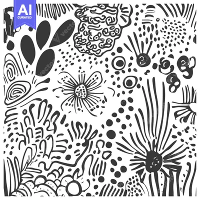 Aset premium populer: Abstract Black and White Pattern with Geometric Shapes and Organic For