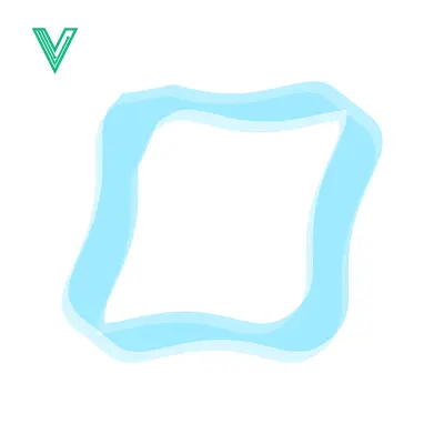 Abstract Blue Wavy Square Frame on White Background