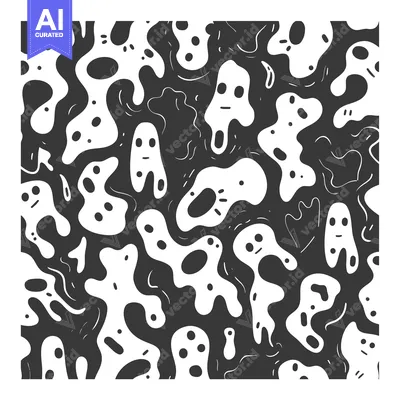 Popular premium asset: Abstract Black and White Pattern with Ghost-Like Shapes