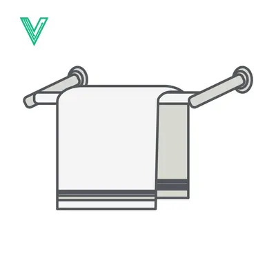 Minimalist Towel Rack with White Towel Illustration