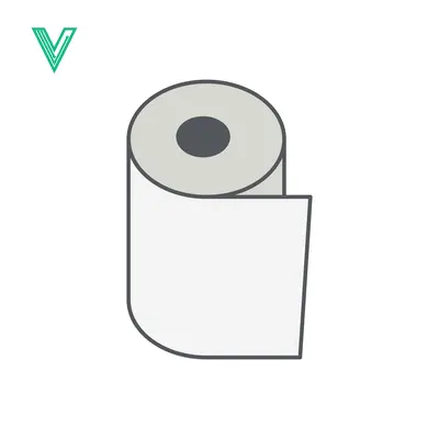 Simple illustration of a toilet paper roll with a single sheet unrolled