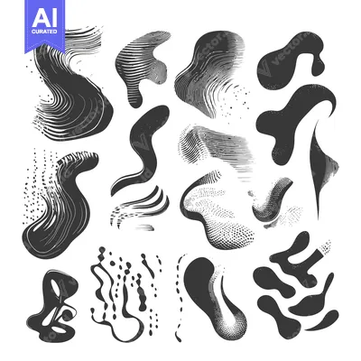Aset desain premium: Abstract Black and White Pattern with Irregular Shapes and Textures