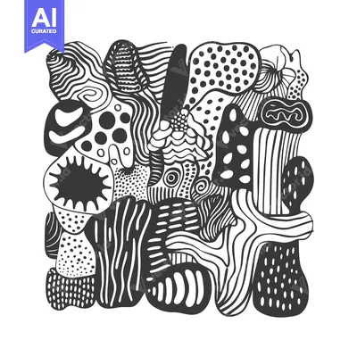 Aset premium populer: Abstract Black and White Pattern with Organic Shapes and Textures