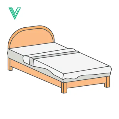 Simple Wooden Bed with White Bedding and Curved Headboard
