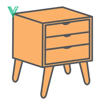Mid-Century Modern Orange Nightstand with Three Drawers