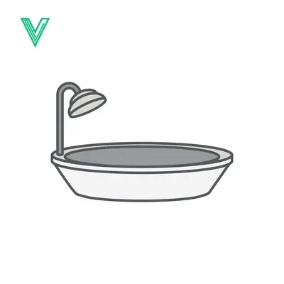 Simple Illustration of a Bathtub with Shower Head