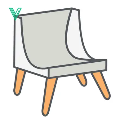 Aset desain premium: Modern Minimalist Chair Icon with Wooden Legs