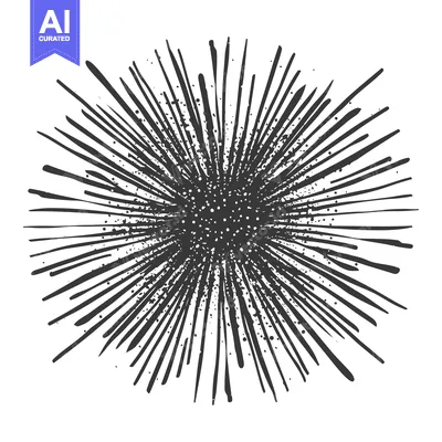 Aset desain premium: Abstract Black and White Radial Burst with Splashes and Dots