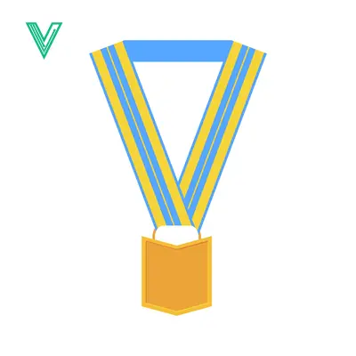 Gold Medal with Blue and Yellow Ribbon Award