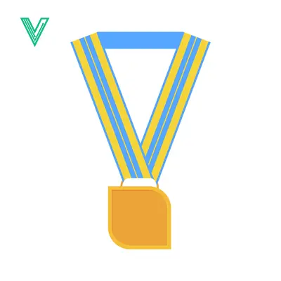 Aset premium populer: Gold Medal with Blue and Yellow Ribbon