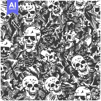 Popular premium asset: Abstract Black and White Skull Pattern with Intricate Details