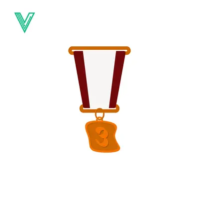Bronze Medal Award with Red Ribbon