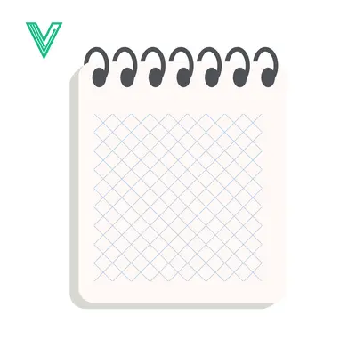 Aset premium populer: Minimalist Spiral Notebook Page with Grid Pattern