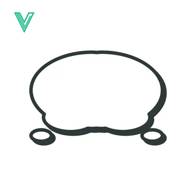 Simple Line Drawing of a Stylized Oval Shape with Two Small Circles Attached