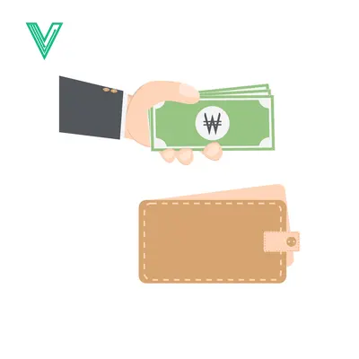 Hand holding South Korean Won bills over an open wallet