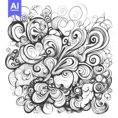 Aset premium populer: Abstract black and white swirling doodle pattern