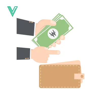 Hand giving money to wallet illustration