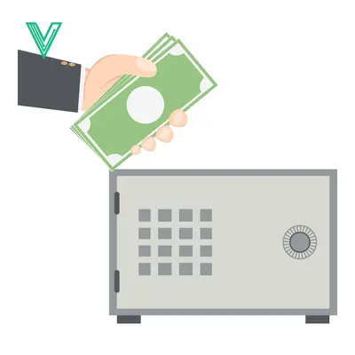 Aset desain premium: Hand depositing money into a secure safe for financial security