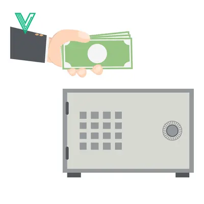 Aset desain premium: Hand holding money inserting into a safe deposit box