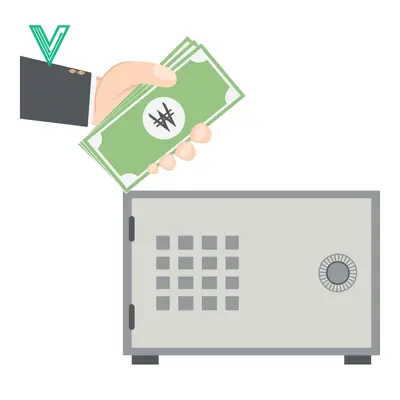 Aset premium populer: Hand depositing money into a safe representing savings and security